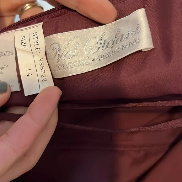 Val Stefanie burgandy colored bridesmaid gown. Size 14 worn once. - Picture 3 of 3